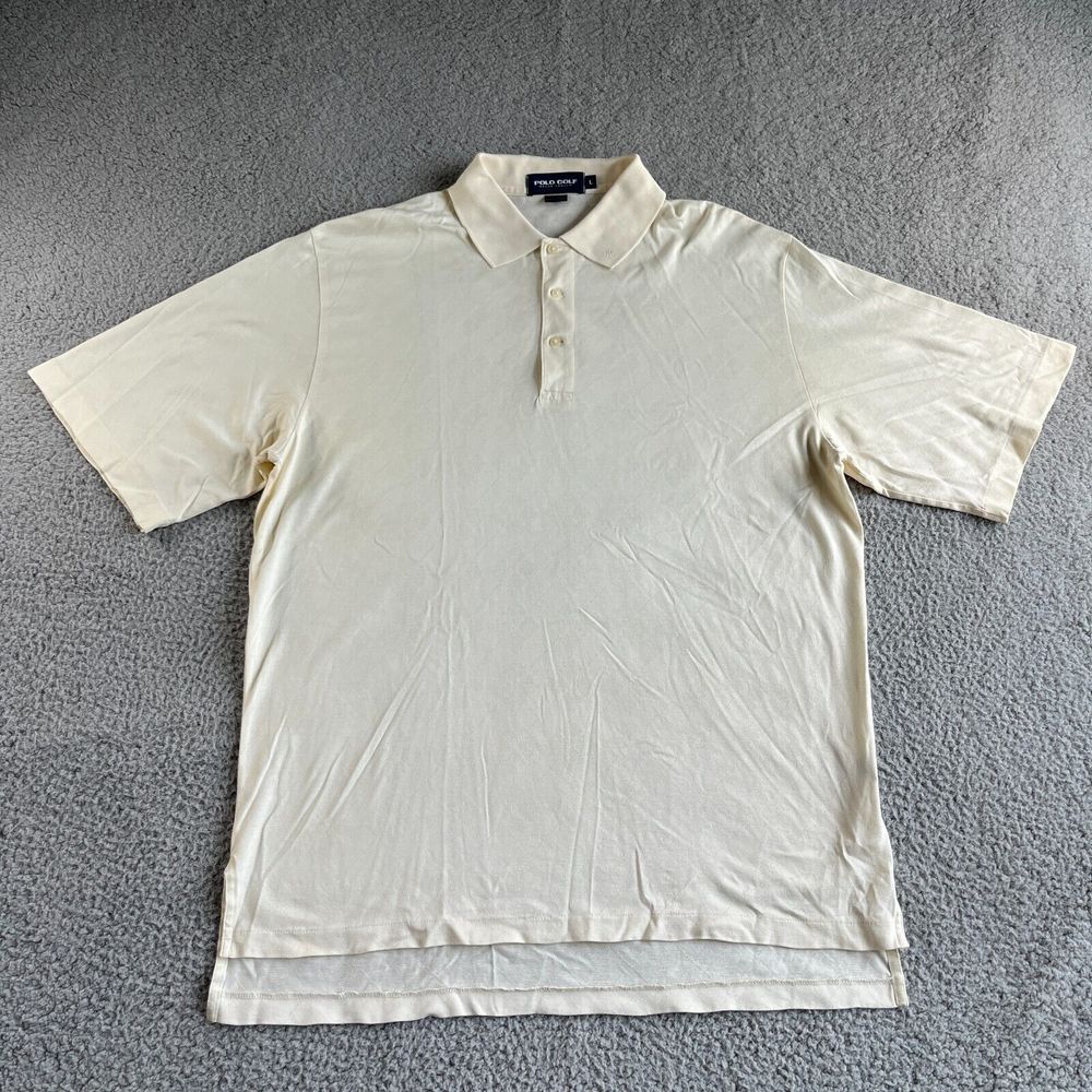 Vintage Ralph Lauren Polo Golf Shirt Mens Large Light Yellow Argyle Pullover